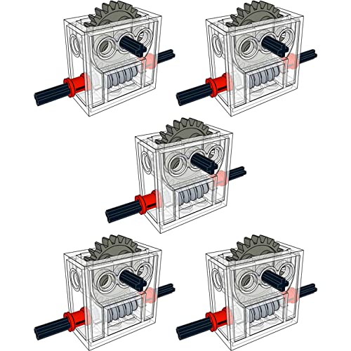 SEEMEY 5 Sets of Technical Parts Complete Gearbox Assembly Trans-Clear Wormbox Gear Motor Reducer Block Mindstorms Robotics ev3 NXT MOC Transparent Robotics Power Function Compatible with Part 6588 - Image 3