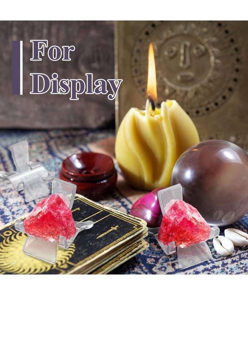 Y&D Display Stand Acrylic Triangle Clear Crystal Plastic Mini Stand for Collectibles Rock Minerals Agate Coral Fossil Small (30Pcs Small) - Image 3