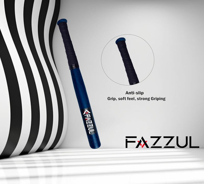 Fazzul مضرب بيسبول من الخشب الطبيعي مضرب بيسبول خشبي قوي للدفاع عن النفس (طول 32 بوصة) (أزرق) - Image 4