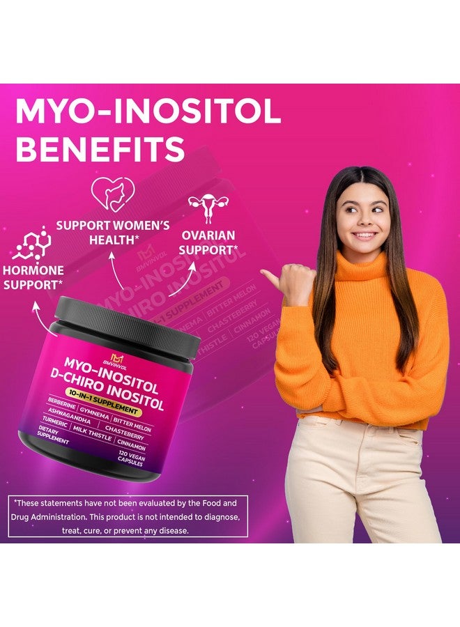 BMVINVOL BMVINVOL Inositol Supplement - Myo-Inositol and D-Chiro Inositol Ideal 40:1 Ratio - Plus Berberine, Cinnamon, Ashwagandha + 5 More - 120 Capsules - Image 4