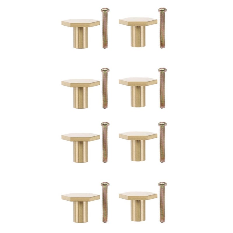 Hexagon Solid Brass Drawer Pulls Brushed Gold Cabinet Knobs 1 1 10 Inch For Dresser Vanity - Image 1