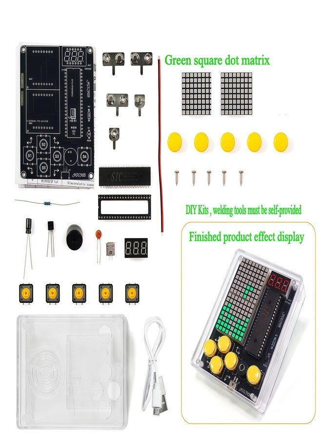 TKXEC 7 Retro Classic Pixel Game Maker DIY Soldering Project Game Console Kit Electronic Practice Solder Soldering Kit and Case, Idea for STEM Education Friends Gifts (Green) - Image 2