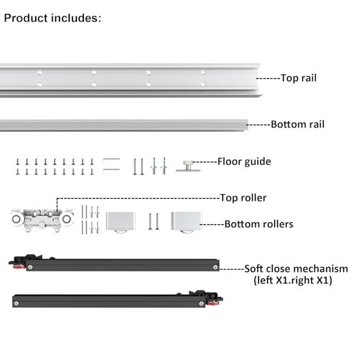 DIYHD 48" نظام باب مزلق مخفي مع آلية إغلاق ناعمة، بدون مسار أرضي، يناسب عرض الفتحة 40"~44" - Image 2