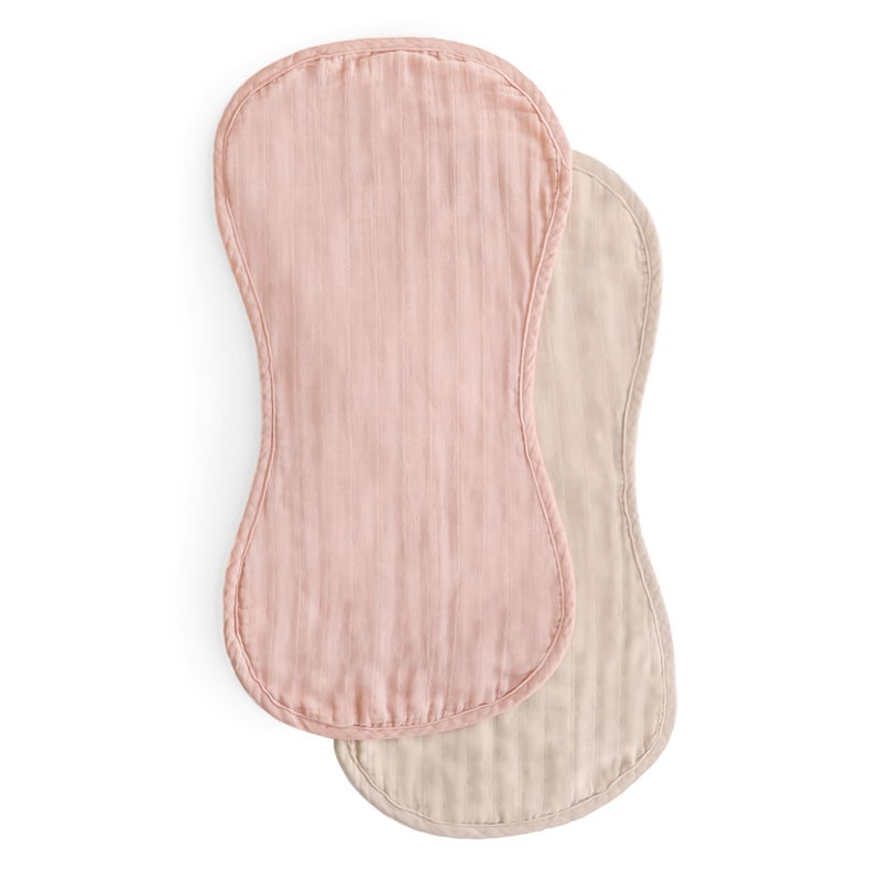 mushie Muslin Baby Burp Cloths | 100% Organic Cotton, Set of 2 (Blush/Fog) - Image 2