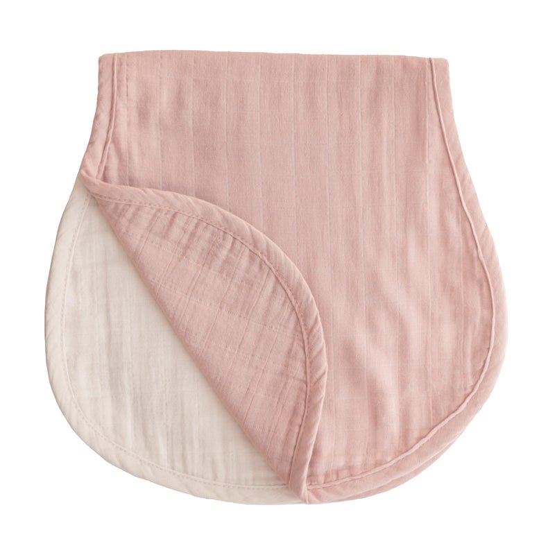 mushie Muslin Baby Burp Cloths | 100% Organic Cotton, Set of 2 (Blush/Fog) - Image 1