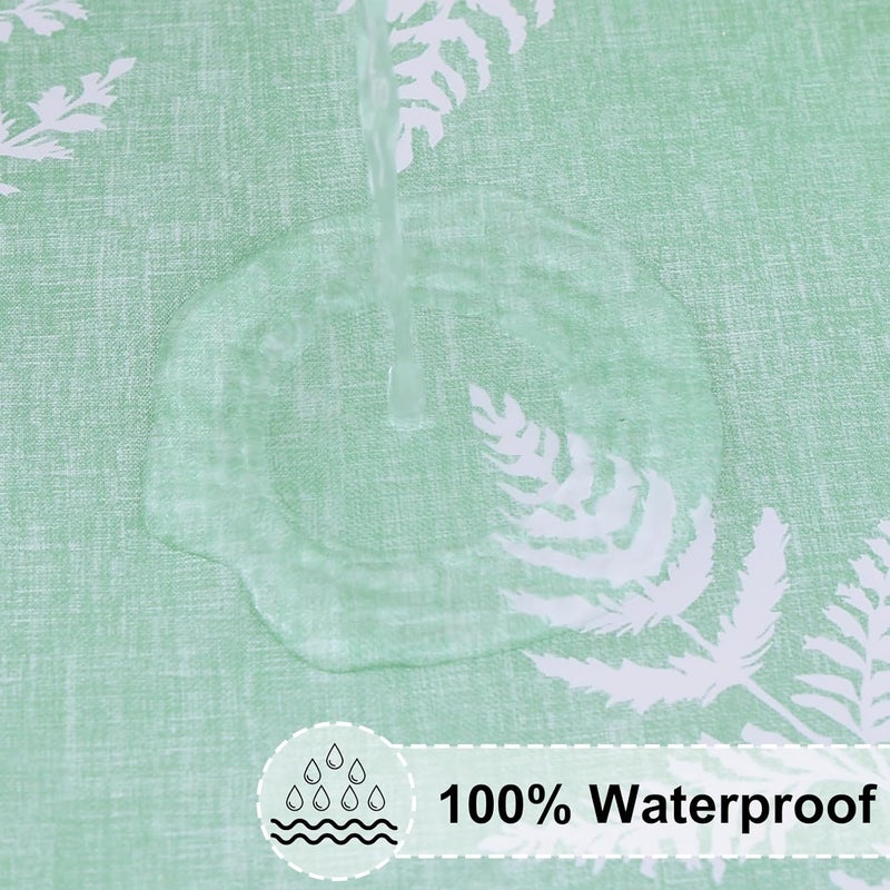 misaya Rectangle Vinyl Tablecloth, Fitted Table Cover, 100% Waterproof, Elastic Edge, Plastic Table Cloth Fit 6 Foot Folding Tables for Picnic, Camping, Outdoor (Light Green Leaves, 30x72 inch) - Image 3