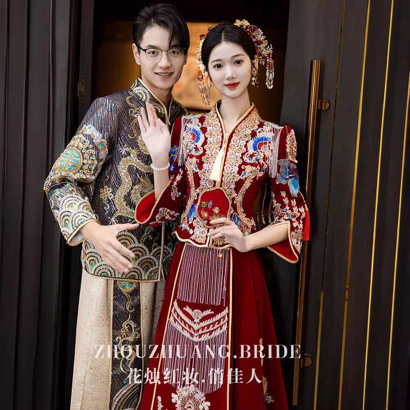 Heavy Industry Xiuhe Dress Bride Chinese Wedding Toast Dress Wedding Dress Show Kimono High-End - Image 2