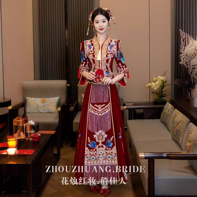Heavy Industry Xiuhe Dress Bride Chinese Wedding Toast Dress Wedding Dress Show Kimono High-End - Image 5