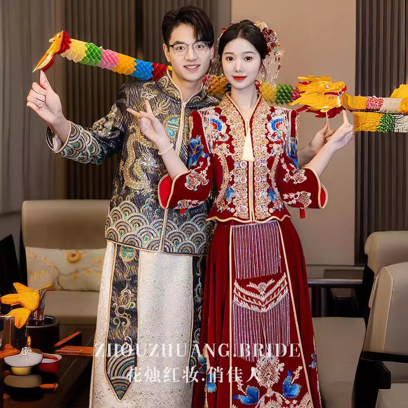 Heavy Industry Xiuhe Dress Bride Chinese Wedding Toast Dress Wedding Dress Show Kimono High-End - Image 3