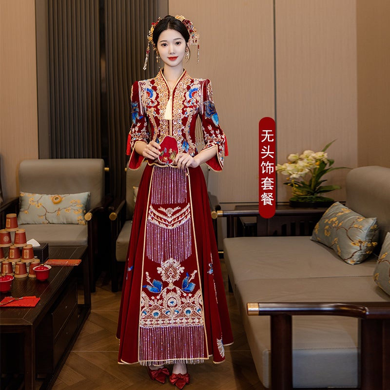 Heavy Industry Xiuhe Dress Bride Chinese Wedding Toast Dress Wedding Dress Show Kimono High-End - Image 1