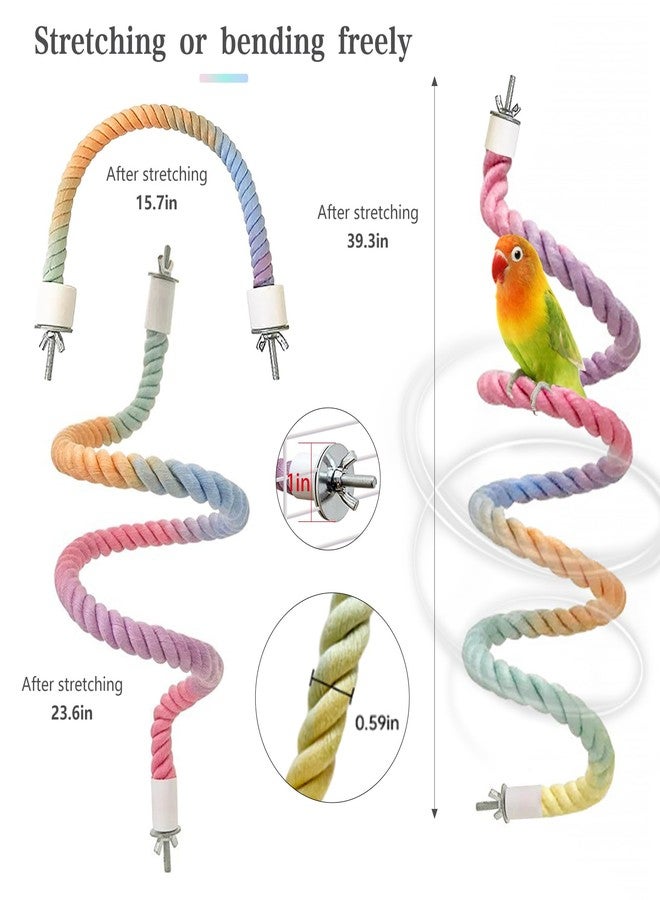 DINTSTYLE 3pcs Gradient Colorful Bird Rope Perch Stand,Bird Cage Climbing Rope Toys Accessories,Bendable Climbing,Parakeet Lovebirds Cockatiels Budgies Play (15.7'',23.6'',39.3''B2) - Image 2