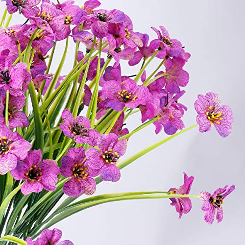 JEMONG 12 Bundles Artificial Flowers Outdoor UV Resistant Fake Flowers No Fade Plastic Plants Garden Porch Window Box Decorating (Purple) - Image 2