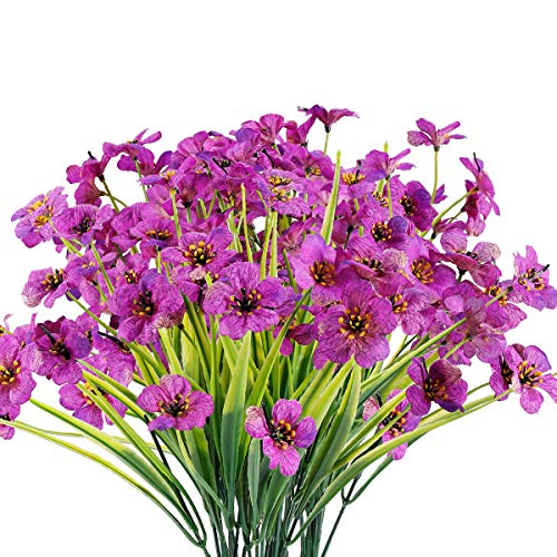 JEMONG 12 Bundles Artificial Flowers Outdoor UV Resistant Fake Flowers No Fade Plastic Plants Garden Porch Window Box Decorating (Purple) - Image 1