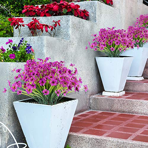 JEMONG 12 Bundles Artificial Flowers Outdoor UV Resistant Fake Flowers No Fade Plastic Plants Garden Porch Window Box Decorating (Purple) - Image 3