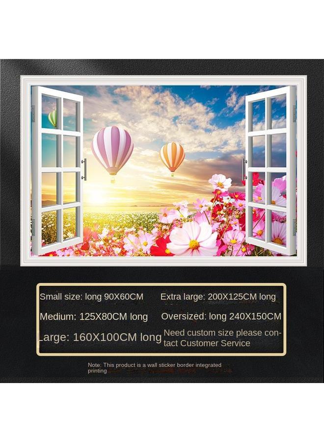 Bluejw Fake Window Self-adhesive 3D Wall Stickers Living Room Decorative Painting Bedroom Landscape Nature Waterproof Wall Stickers Wallpaper - Image 1