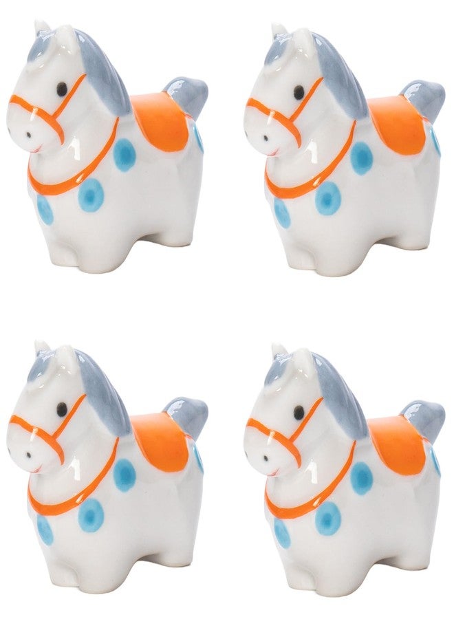 Vay Forwarg Ceramic Chopstick Rest Animal Series horse Chopstick Rest Desktop Ornaments Tableware Stand [Tang Dynasty horse] Station Ornaments Creative Gifts 4 Pieces - Image 1