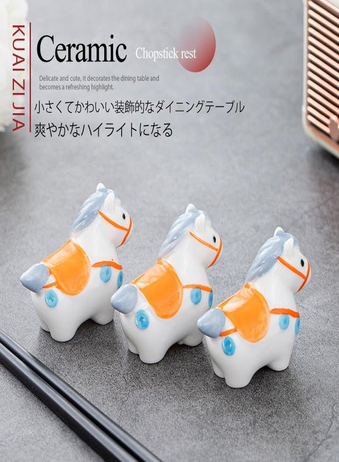 Vay Forwarg Ceramic Chopstick Rest Animal Series horse Chopstick Rest Desktop Ornaments Tableware Stand [Tang Dynasty horse] Station Ornaments Creative Gifts 4 Pieces - Image 2