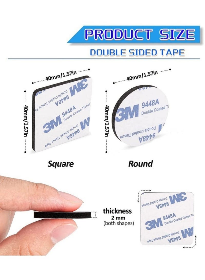 3 M 100 Pcs Double Sided Tape Strong Heavy Duty Waterproof Tape Adhesive Foam Pad Tape for Holding Picture, Walls Picture, Light, Hooks, Home, Office, Square & Round, 40×40mm - Image 3