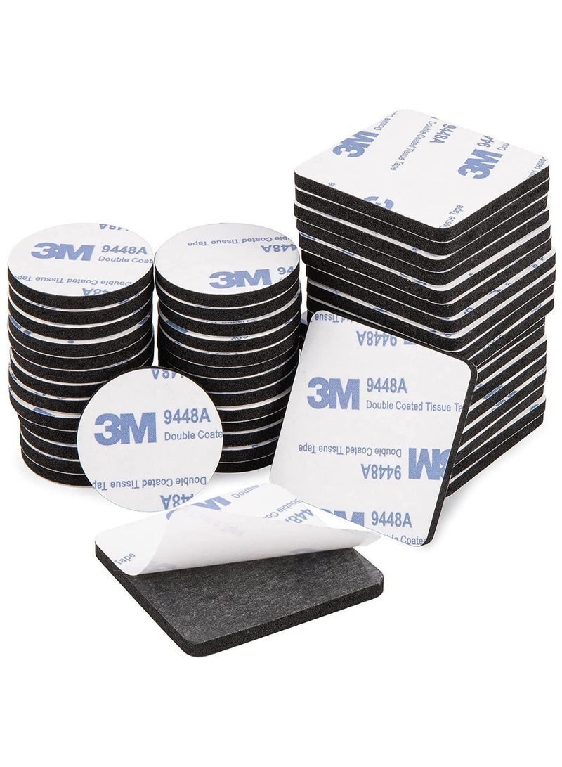 3 M 100 Pcs Double Sided Tape Strong Heavy Duty Waterproof Tape Adhesive Foam Pad Tape for Holding Picture, Walls Picture, Light, Hooks, Home, Office, Square & Round, 40×40mm - Image 1