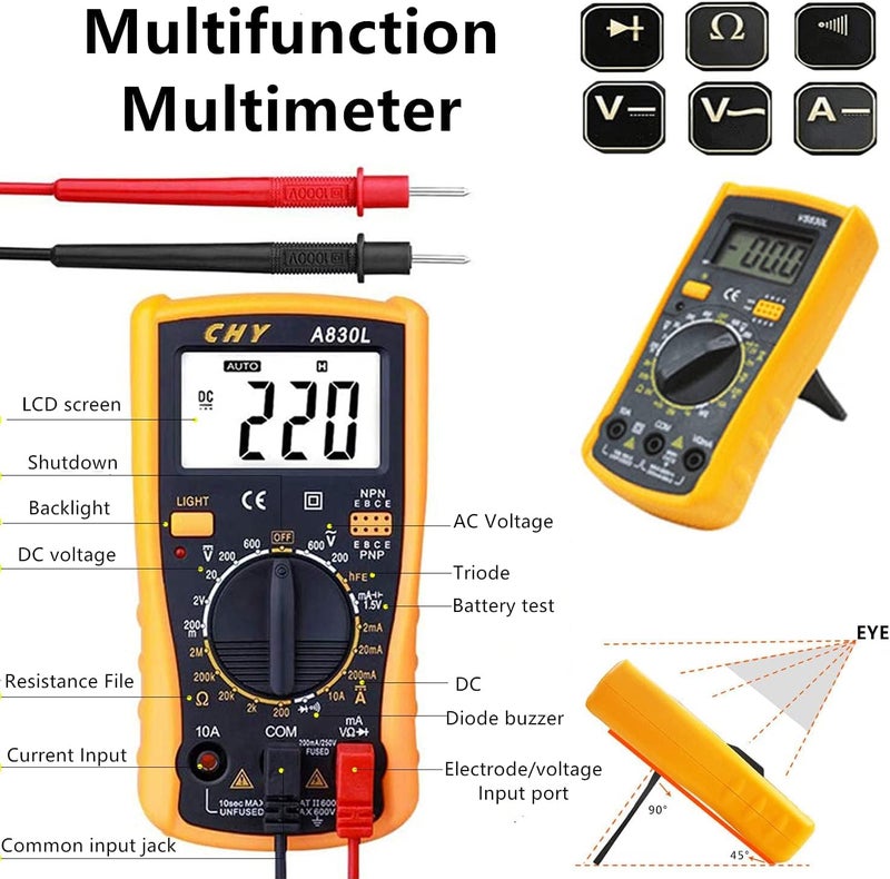 كاست ويف طقم مكواة لحام، أداة لحام 60 واط 220 فولت مع مفتاح تشغيل/إيقاف ومقبض درجة حرارة قابل للتعديل (200-450 درجة مئوية)، مقياس متعدد رقمي، رؤوس مكواة لحام، مضخة فك لحام لإصلاح الإلكترونيات، سكين متعدد الاستخدامات - Image 4
