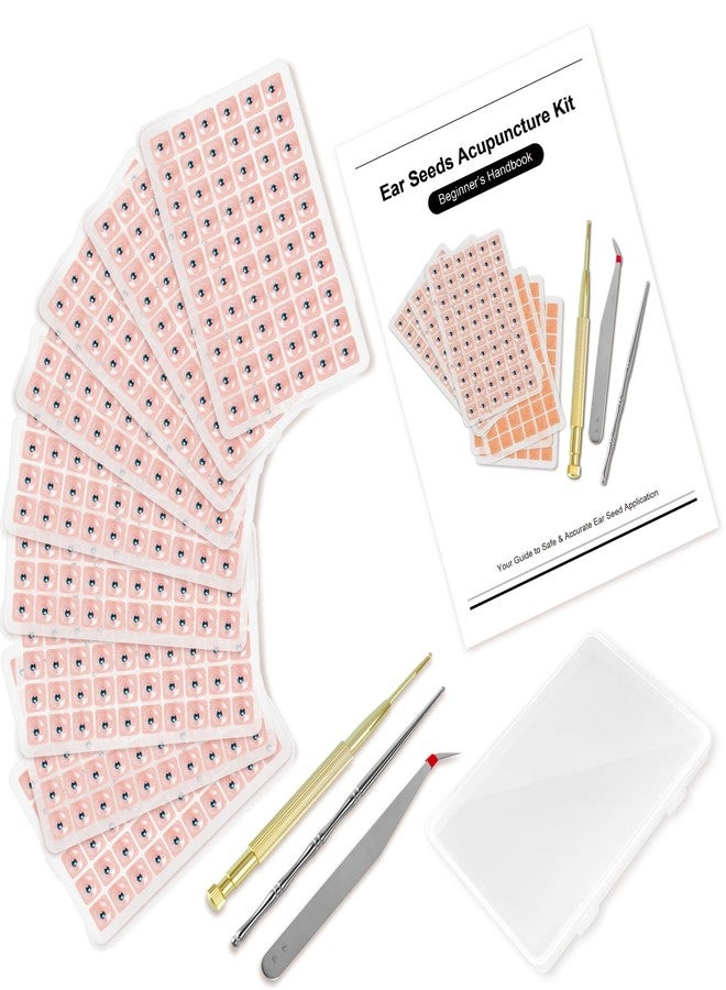 GoClimber 1080Pcs Ear Seeds Acupuncture Kit, Auricular Sticker Kit with Ears Seed, Acupressure Ear Chart, Acupuncture Pen, Tweezers - Image 1