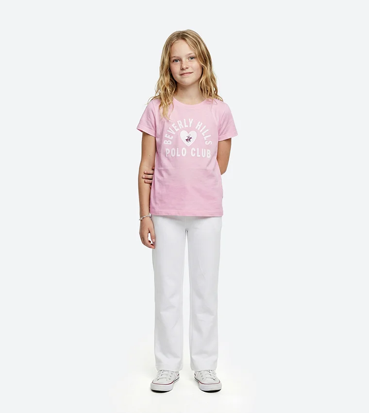 بيفرلي هيلز بولو كلوب Bhpc Kids Baby Pink Short Sleeve T-Shirt