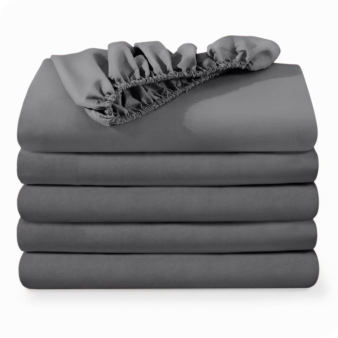 5PACK FITTED BOTTOM ULTRASOFT SHEETS QUEEN PREMIUM 1800 ULTRASOFT WRINKLE RESISTANT MICROFIBER DEEP POCKET QUEEN GREY