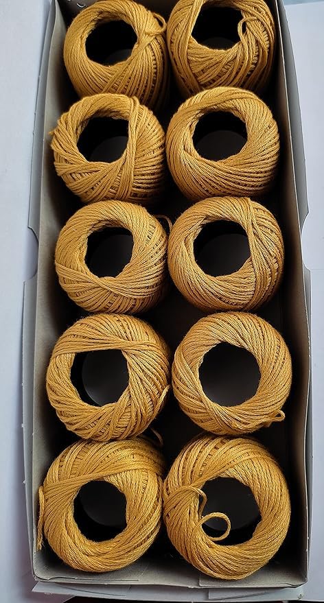 Generic mahadevv Embroidery Material Crochet Cotton Thread Yarn for Knitting and Craft Making Combo Pack of 10 Roll (Golden 103L)  - Image 3