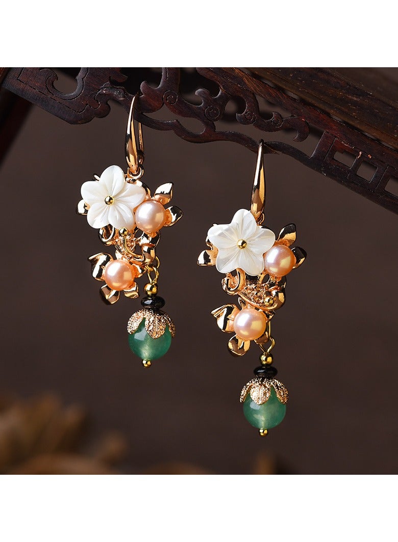 Long Earrings Pearl Earrings Personalised Chinese Style Earrings Earrings Female 14K Gold Ear Hooks  - Image 1