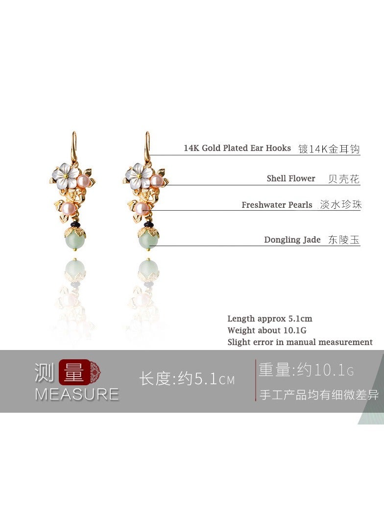 Long Earrings Pearl Earrings Personalised Chinese Style Earrings Earrings Female 14K Gold Ear Hooks  - Image 2
