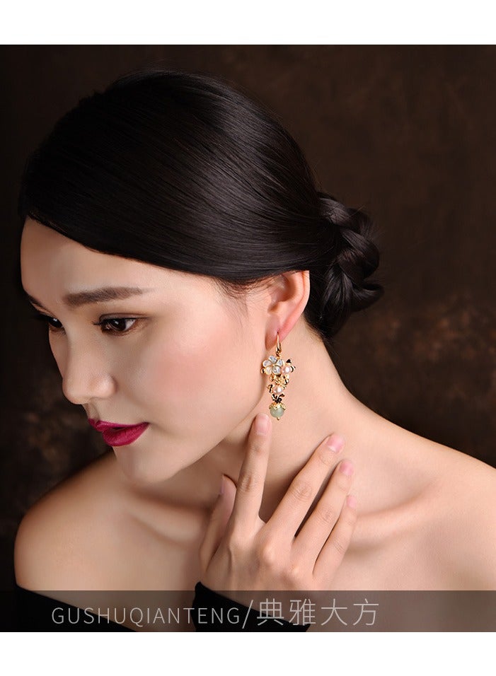 Long Earrings Pearl Earrings Personalised Chinese Style Earrings Earrings Female 14K Gold Ear Hooks  - Image 3