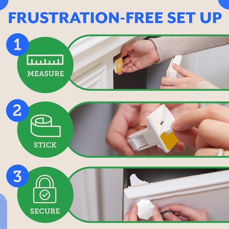 Eco-Baby Eco Baby Magnetic Cabinet Locks for Babies - Magnetic Baby Proofing Cabinet Locks, Child Locks for Cabinets Drawers Doors for Back to School - Easy Installation No Tools Required (12 Pack and 2 Keys) - Image 5