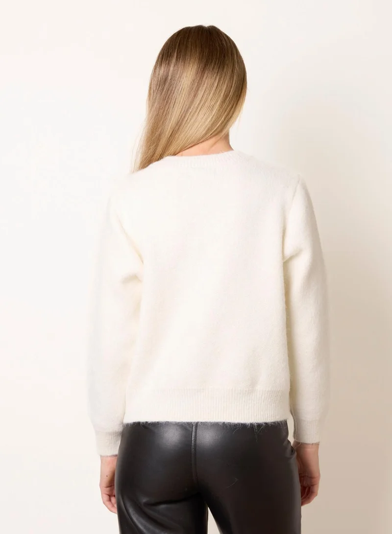 بلو فانيلا Pearl And Crochet Detailing Knit Cardigan