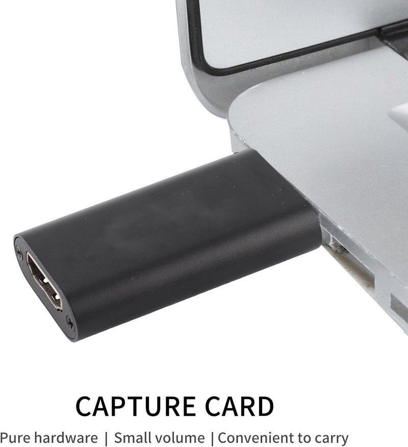 بطاقة التقاط الفيديو والصوت عالية الوضوح، جهاز تحويل HDMI إلى USB 2.0، بطاقة التقاط محمولة بإدخال 4K وإخراج 1080P مع هيكل من سبائك الألومنيوم للبث المباشر والألعاب والتعليم (أسود) - Image 3
