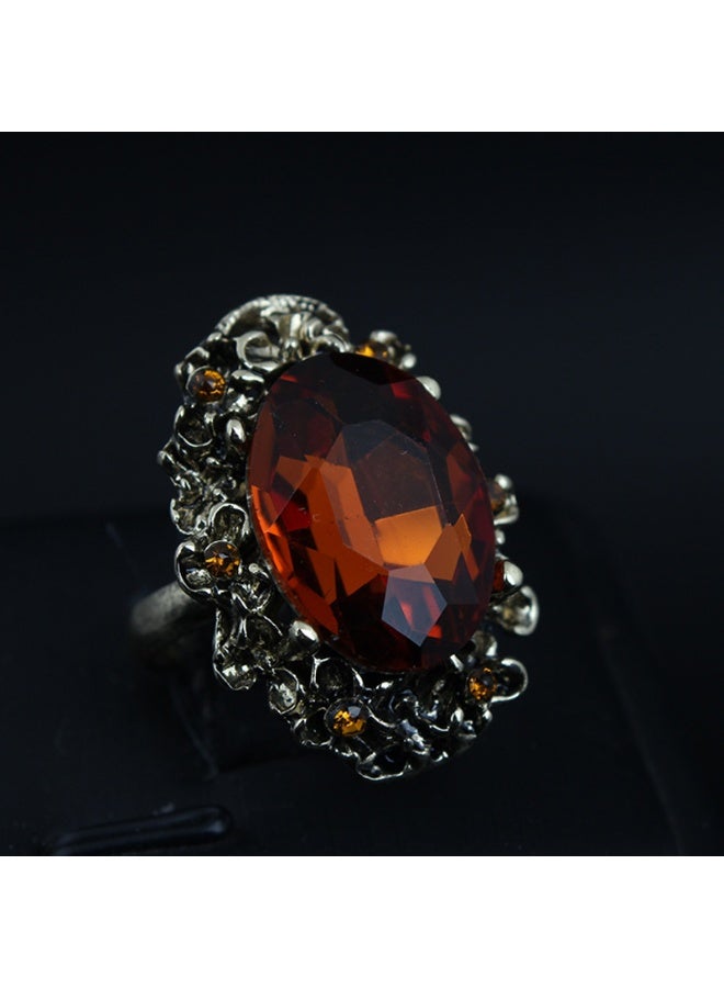 NIBEMINENT Vintage Crystal Gemstone Ring with Elegant European and American Style
