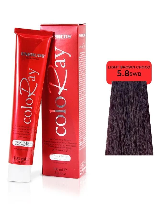 ENERCOS PROFESSIONAL Coloray Ammonia-Free Permanent Hair Color - Light Brown Choco 5.8 - Salon-Quality, Long-Lasting Hair Dye for Rich, Warm Tones - 100ml