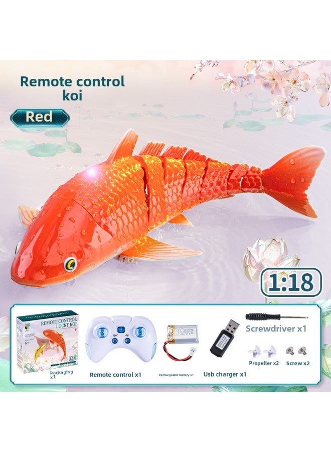 Remote Control Koi Electric Water Can Swing Water Spray Water Remote Control Boat Children Swimming Outdoor Boy Toys-Color:(2.4g) Water Remote Control [red Koi Fish] (fish Bag 3.7v 500mah Soft Pack Battery)-Specification:[standard Single Battery 30 Minutes]  - Image 1