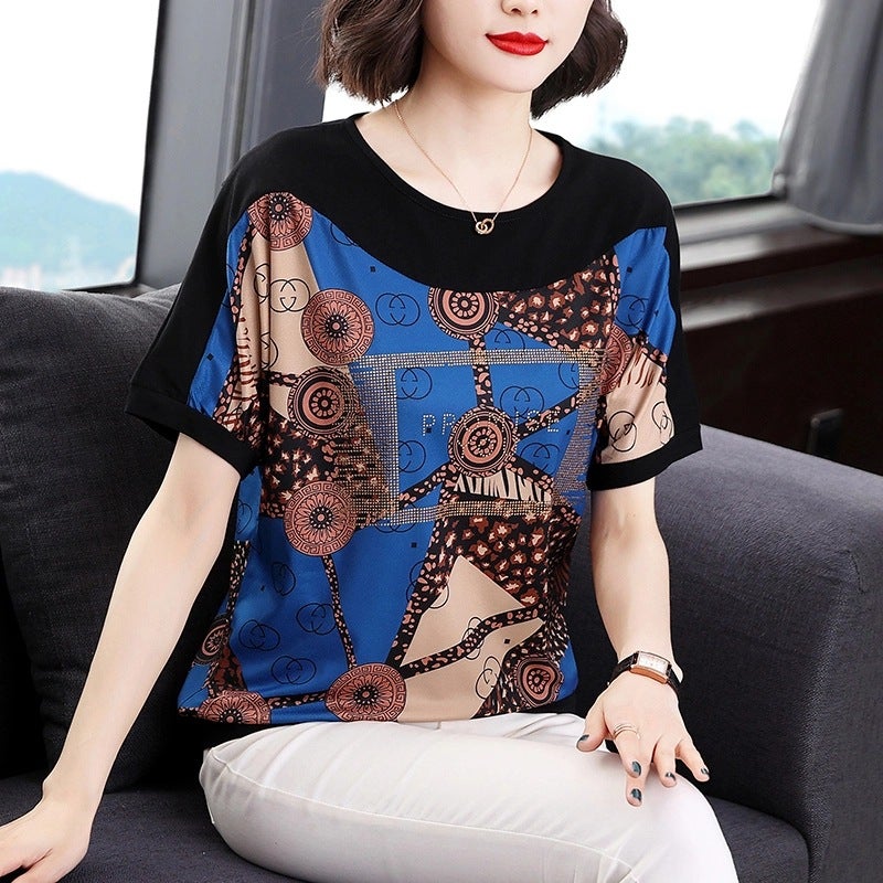 Short-Sleeved T-Shirt Women'S Summer 2021 New Large Size Stylisch Middle-Aged Mother'S T-Shirt Loose Belly Covering Clothes Trendy - Image 4