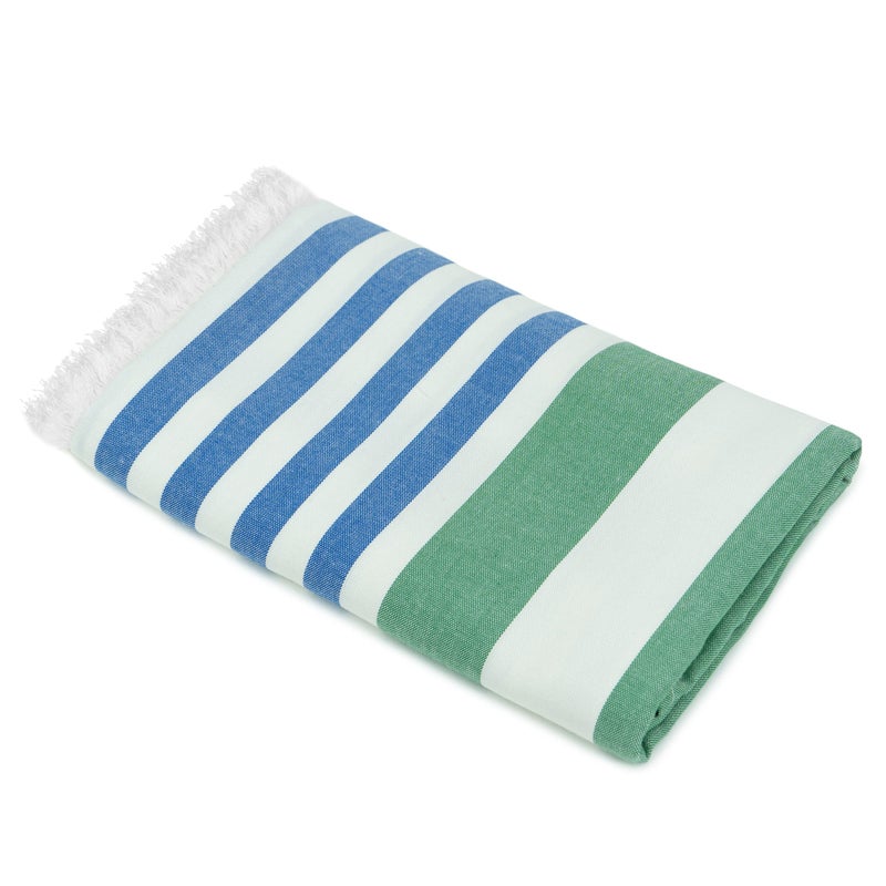 Mush 100% Bamboo Extra Large Towels For Bath || Ultra Soft, Absorbent, Quick Dry, Compact Cabana Styled Bath Towel For Men And Women For Daily Use, Beach, Pool, Gym (Blue & Green, 1), 250 TC - Image 1