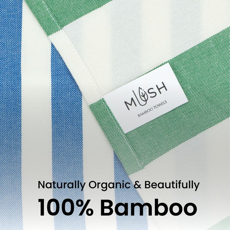Mush 100% Bamboo Extra Large Towels For Bath || Ultra Soft, Absorbent, Quick Dry, Compact Cabana Styled Bath Towel For Men And Women For Daily Use, Beach, Pool, Gym (Blue & Green, 1), 250 TC - Image 5