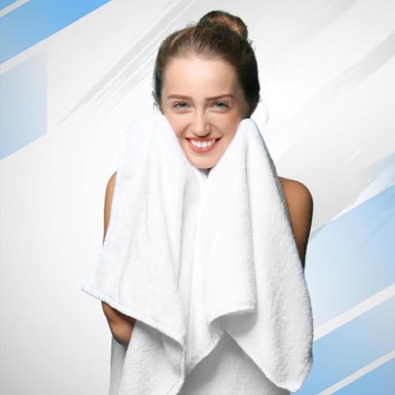 Premium Bath Towels Set - [Pack of 8] 100% Cotton Highly Absorbent 2 Bath Towels, 2 Hand Towels and 4 Washcloths - Hotel and Spa Quality Bath Towel for Bathroom White - Image 5