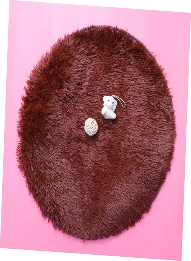 INOOMP Plush Round Pet Cushion for Dogs Warm Indoor Dog Pad Coffee Color for Autumn and Soft and Cozy for All - Image 3