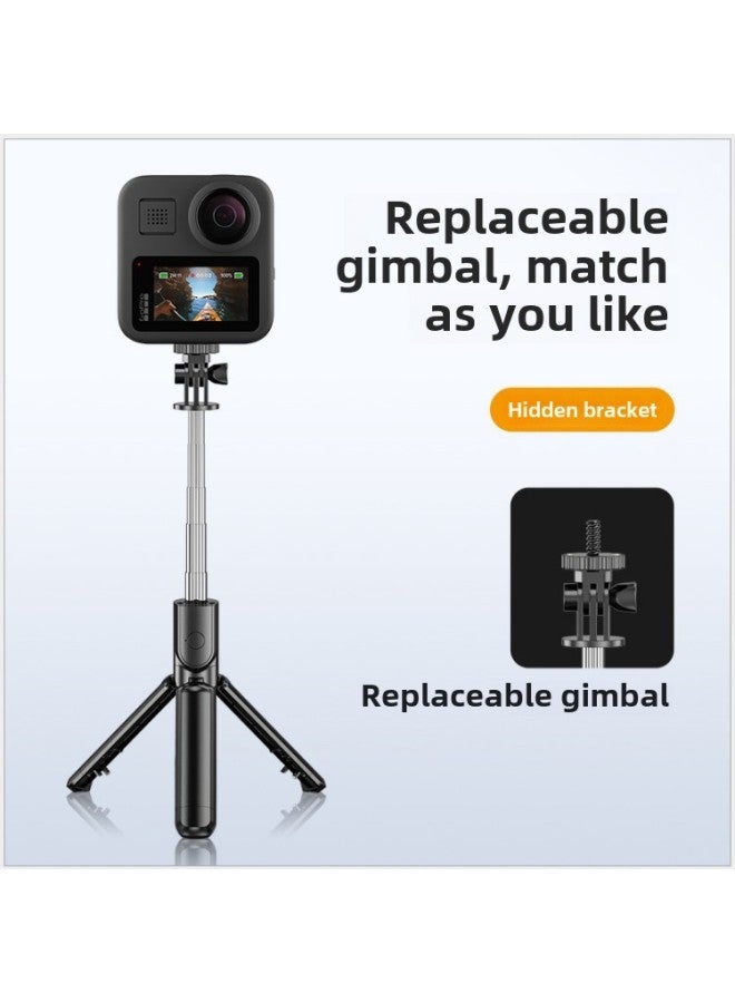 Mobile Phone Bluetooth Selfie Stick GOPRO Sports Camera Gimbal Bluetooth Remote Control Camera With Tripod Live Broadcast Bracket-Color:S03-Black  - Image 2