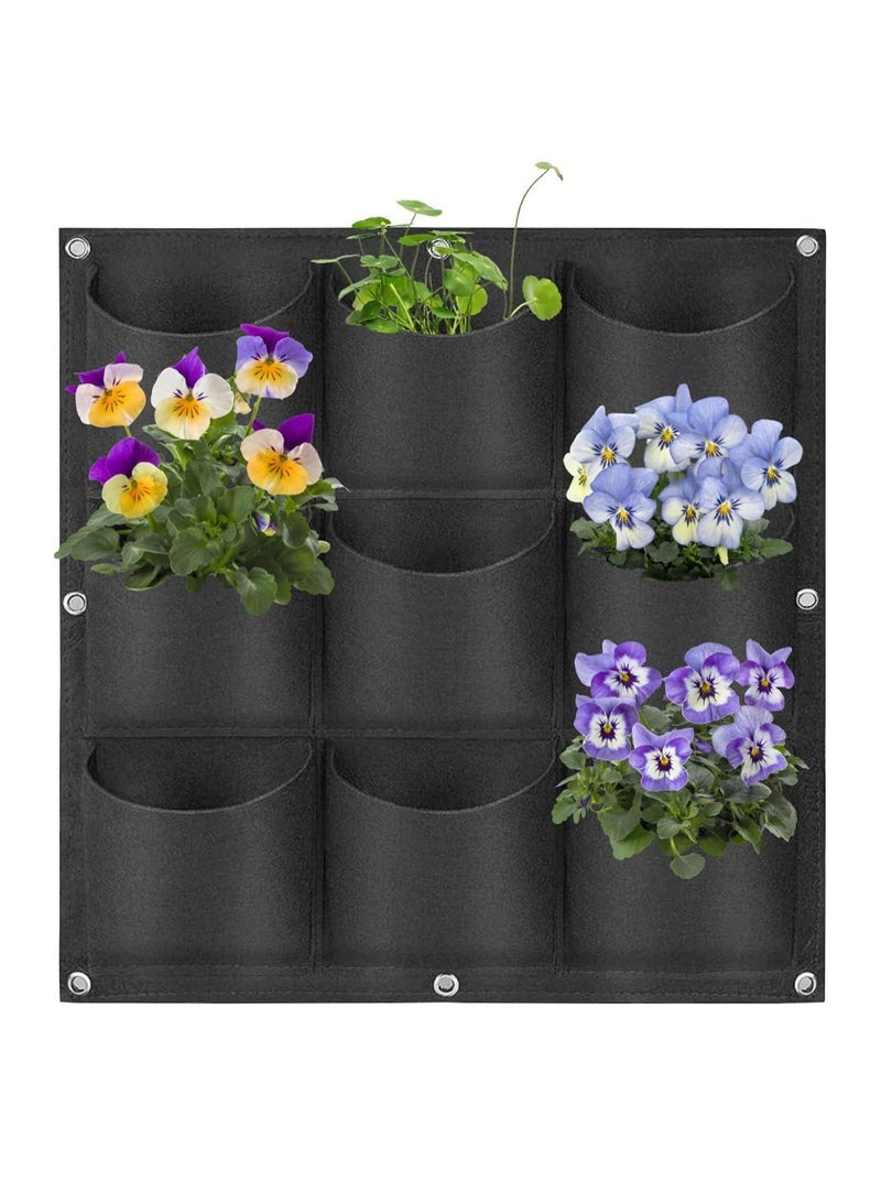 ماركة غير محددة Hanging Planting Bags, 9 Pockets Hanging Vertical Wall Planter Wall Mounted Grow Bag Outdoor Indoor Gardening Vertical Greening Flower Container, Storage Bags (0.5*0.5m)  - Image 1