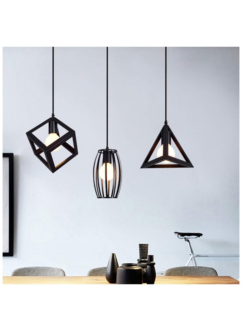 Modern Chic Pendant Lights,Creative Black Iron Ceiling Lamp,Geometry Design Art Hanging Lamp for Living Room Kitchen Island Bedroom Suspension Chandeliers Lighting