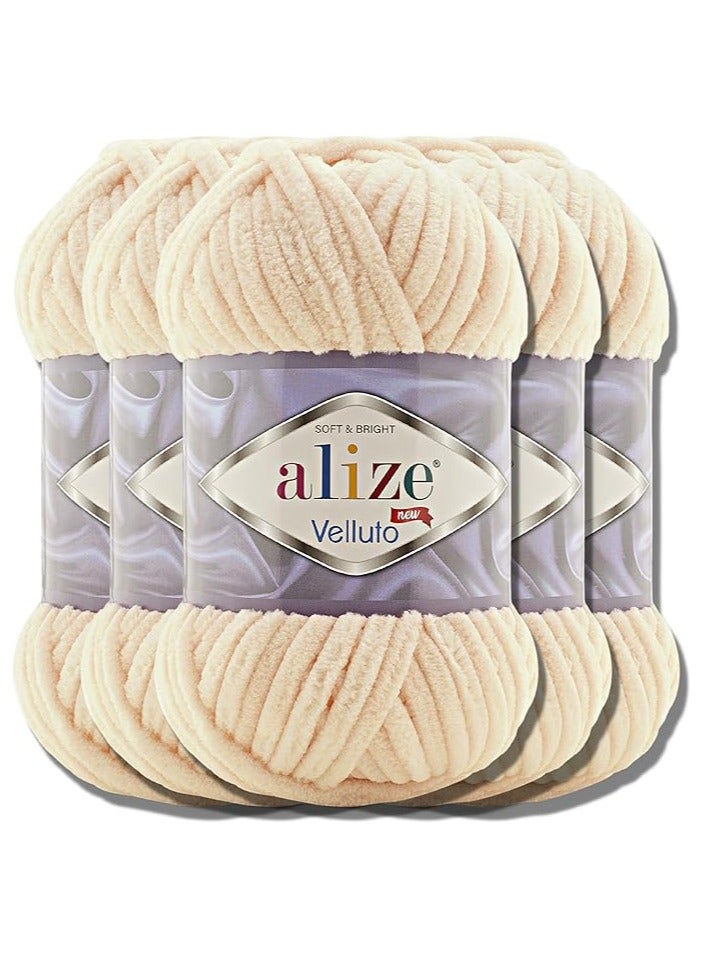 Alize Alize Soft Chenille Veloto Turkish Baby Yarn, Extra Bulky, Hand Knitting and Crochet Yarn, XXL Ball Size Lamigurumi, 100g, Set of 5 (Honey, 310)