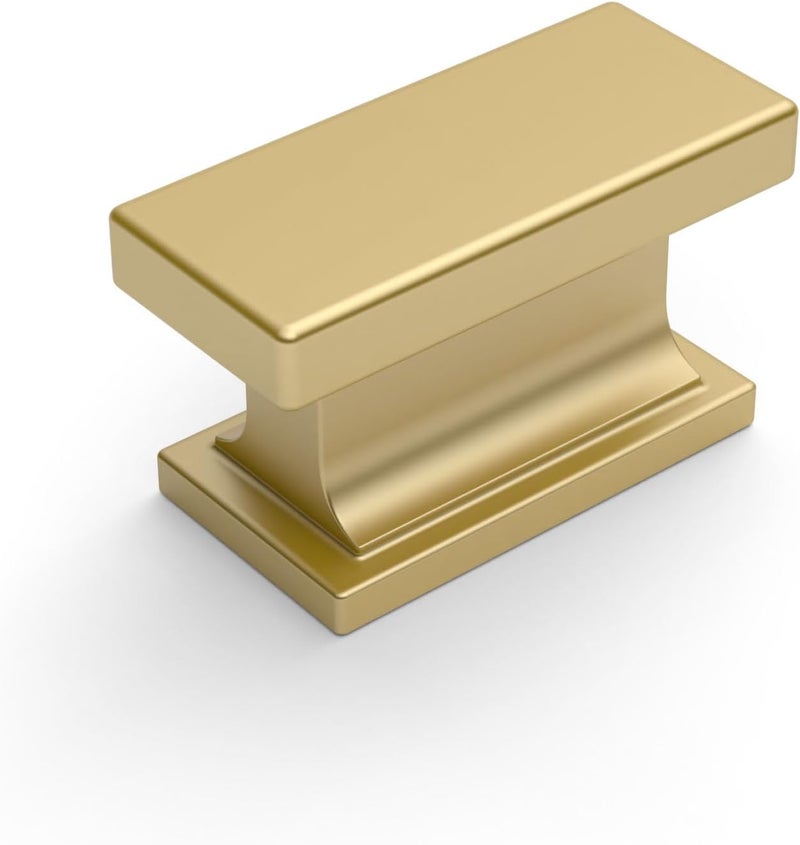 Amerdeco 10 Pack Brushed Gold Cabinet Knobs 1.46 Inch(37mm) Single Hole Cabinet Handles Rectangle Dresser Knobs Drawer Knob for Bathroom Cabinets - Image 1