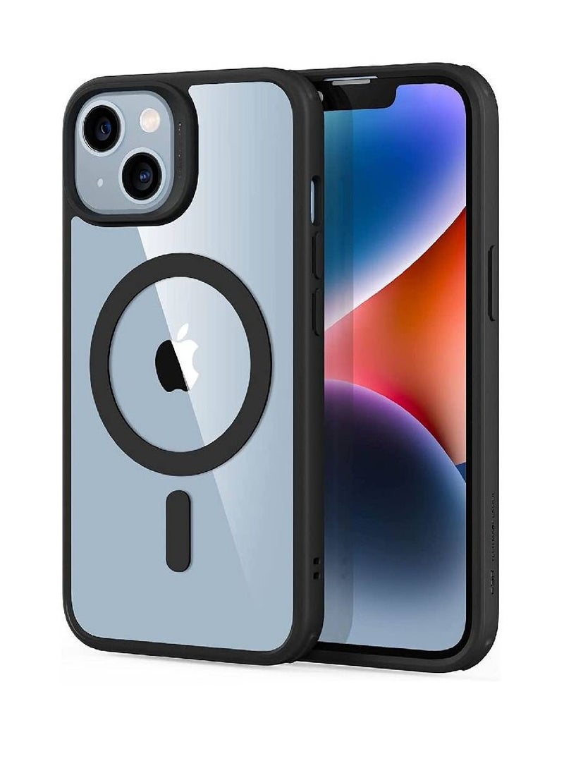 ZOOMEE - Shockproof Military-Grade Protection Classic Hybrid Magnetic MagSafe Case Cover For Apple iPhone 14 Clear/Black - Image 1
