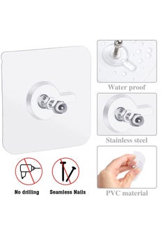 Accessorize Kingdom Adhesive Screw Hooks for Wall Without Drilling, 10 Pack Adhesive Screw Hooks for Wall Heavy Duty Strong Nail Free Hanging, Kitchen Accessories Items (Nail Hook, Transparent) Stainless Steel  - Image 3