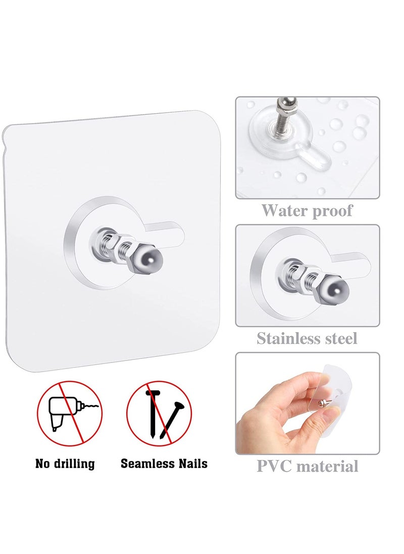 Accessorize Kingdom Adhesive Screw Hooks for Wall Without Drilling, 10 Pack Adhesive Screw Hooks for Wall Heavy Duty Strong Nail Free Hanging, Kitchen Accessories Items (Nail Hook, Transparent) Stainless Steel  - Image 3